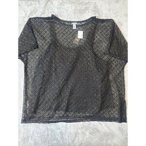 Women’s Catherine’s Knitted Blouse Black Gold Sequins Plus 4X NWT
